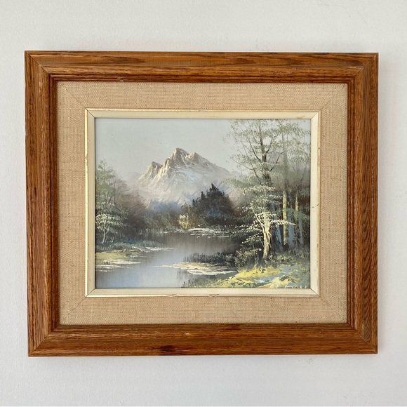 Rare Almon Baldwin(?) Signed Oil Painting Landscape Mountain Lake Nature - Picture 2 of 10